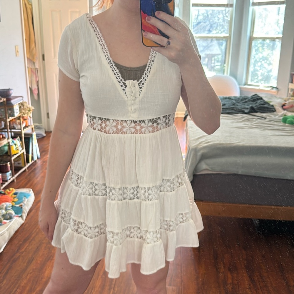 Sweet White Eyelet Mini dress